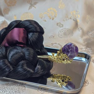 Handcrafted Korean Binyeo Amethyst | Traditional Hairpin with Amethyst | Elegant Korean Hair Accessory