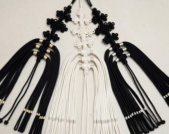 Black & White Large Korean Hanbok Norigae – Octopus Tentacle Motif