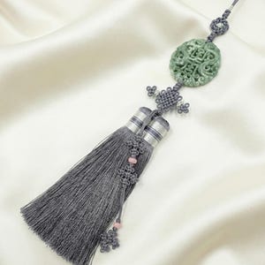 Jade Norigae – Elegant Korean Traditional Hanbok Ornament Blue Gray