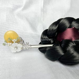 Citrin Handgefertigte koreanische Binyeo &quot;&quot;Trauben&quot;&quot; | Trachten Haarnadel mit Citrin | Eleganter koreanischer Haarschmuck