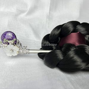 Amethyst Handcrafted Korean Binyeo &quot;grapes&quot; | Traditional Hairpin with Amethyst | Elegant Korean Hair Accessory