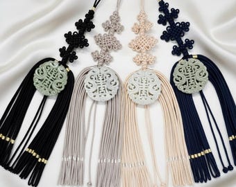 Korean Hanbok Norigae with Suja Jade Pendant and Octopus Motif