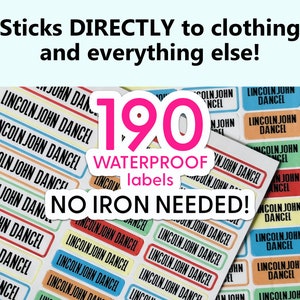 190 clothing labels daycare clothing name tags boy girl adult name tag waterproof Washer dryer microwave dishwasher safe labels college