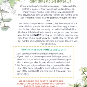 Pu&ograve; includere: Un biglietto illustrato bianco e verde con testo che recita "We listen and take down notes :)!" e fornisce istruzioni su come rimuovere un'etichetta da un articolo. Il testo afferma anche "We are doing our best to improve our humble labels more. Thank you for your patience. Take care always :)" ed &egrave; firmato "Sincerely, Lyn".