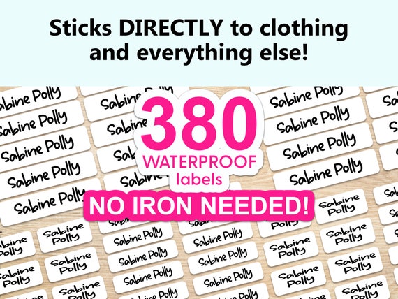 Camp labels, sticks direct to clothing, Daycare stickers, School supply label, waterproof and dishwasher safe name tags and no need iron on.