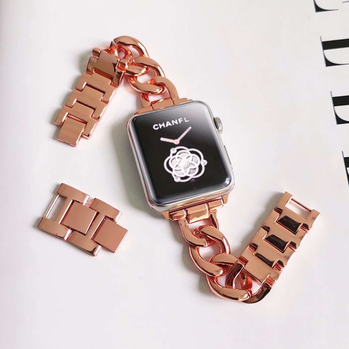 Rose Gold Apple Watch Band 38mm 40mm 42mm 44mm Metal Chain Etsy