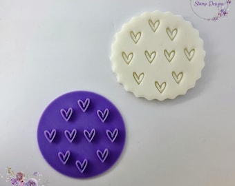 Scattered hearts fondant stamp