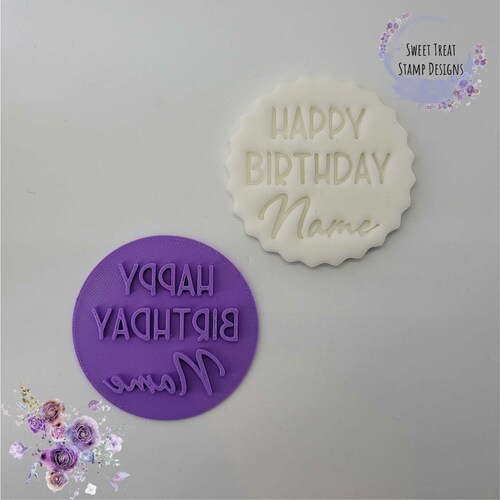Happy Birthday Custom Name Fondant Stamp Embosser Etsy