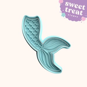 Sello de fondant de cola de sirena con cortador a juego - Set de relieve para repostería