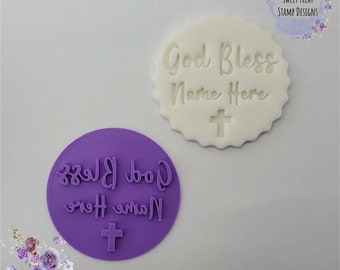 God Bless personalised christening/baptism fondant stamp