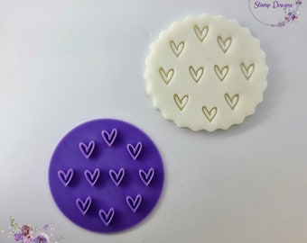 Scattered hearts fondant stamp