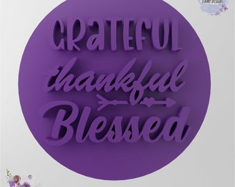 Grateful Thankful Blessed fondant stamp cookie embosser