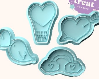 Valentines Love Hearts Set Fondant Stamp & Cutter Embosser Set