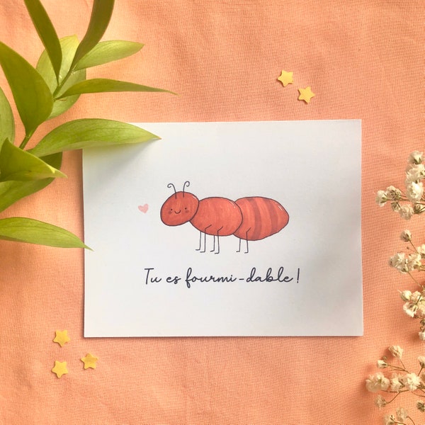 Carte De Souhait | Saint-Valentin, Remerciment, Cadeau, Drôle, Cute, Minimaliste, Fourmi, Insecte