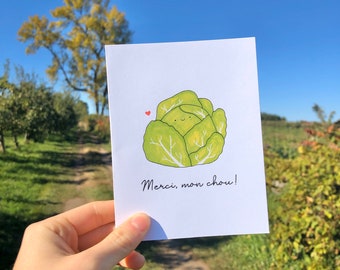 Carte De Souhait | Merci, Remerciment, Cadeau, Drôle, Cute, Minimaliste, Chou, Légume