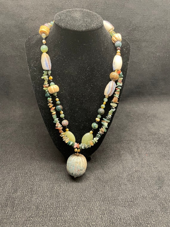 Pendant Necklace Gemstone, Jade, and Stone