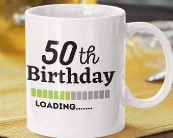 Tasse de 50e anniversaire, tasse de thé en céramique de papa 50e, née en 1972 Cadeau, cinquantième tasse blanche brillante, tasse d’anniversaire de papa