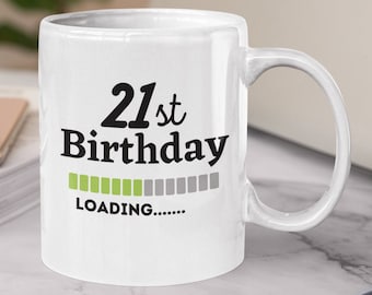 21st Birthday Mug, Happy 21st Birthday White Glossy Mug, Born 2002 Gift Mug, Coming of Age Gift, 21st Gift for Him, Fun Birthday Mug