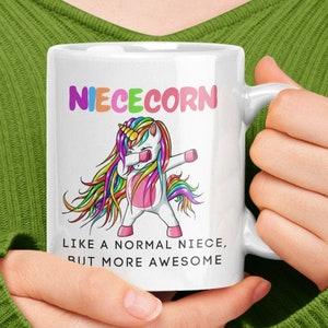 Niece Birthday Gift Mug, Unicorn Ceramic White Mug, Niece Unique Glossy Mug, Niece Graduation Mug