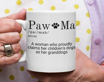 Dog Grandma Ceramic Mug, Puppy Grandmother White Mug, Pawma Mom's Birthday Glossy Mug, Puppies Grandma Coffee Mug
