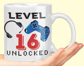 Sechzehn Geburtstagsgeschenk, Süßer Sechzehner Becher, Gamer 16. Geburtstag Tasse, 16. Geburtstag Tasse, 16. Geburtstag Kaffeebecher