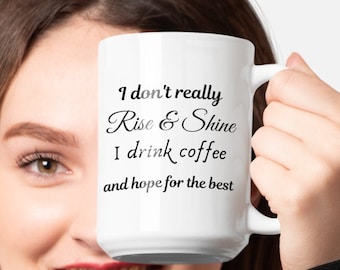 Rise and Shine Coffee Mug, Chicken Farmer Mug Gift, Farmhouse Glossy Ceramic Mug, Chicken Lover White Mug Gift