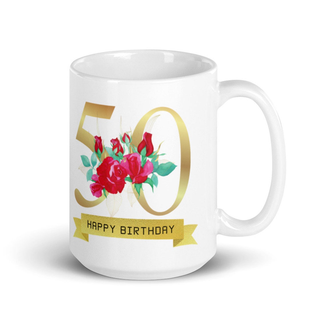 50th Birthday Coffee Mug Fiftieth White Glossy Mug 50th Gift  Etsy