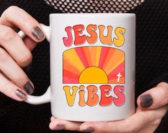 Christliche Tasse, Jesus Vibes Keramik Kaffeetasse, religiöse Teetasse, Glaube Tasse, Bibelbecher, 11oz und 15oz Tasse Geschenk für Sie und Ihn