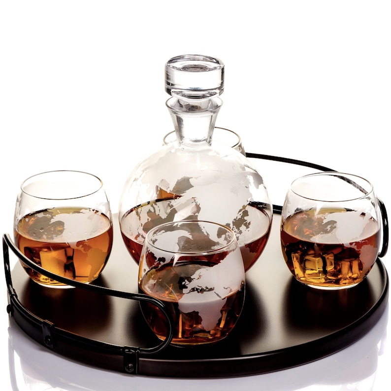 Newest Large Whiskey Globe Decanter Sets for Alcohol Etsy