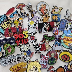 Nostalgic Themed Enamel Pins 80s, 90s, Hip Hop, Throwback, Y2K, Cartoon *Locking Back Included With Each Purchase*