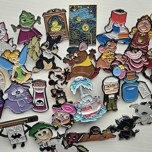 Cartoon Themed Enamel Pins 80s, 90s, Y2k, Disney/Cartoon Network/Dreamworks
