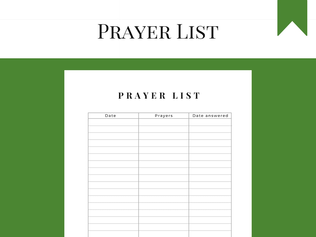Prayer List, Instant Digital Download, Printable, Prayer Request List ...