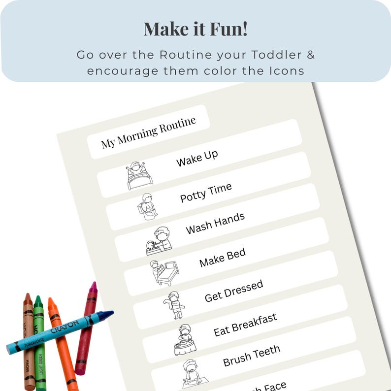 Bedtime Routine Color Toddler Routine Chart Printable, Morning & Bedtime Visual Schedule, 4 ...