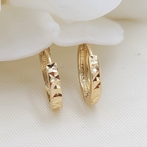 Elegant Solid 14k Gold "Egyptian" Huggie Earrings - For Girls and Women - Perfect Gift - Fine Jewelry