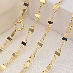 Solid 14k Gold Unique Mariner Mirror Necklace - 16&quot;, 18&quot;, 20&quot;, 22&quot;, 24&quot; - 2.5MM - Shiny & Modern - Perfect Gift For Her