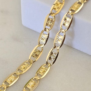 SOLID 14k Unique Yellow Gold Valentino Chains - 4MM Thick - 16&quot;, 18&quot; ,20&quot;, 22,&quot; 24&quot; - Shiny and Original