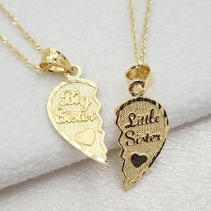 Solid 14k Gold Sisters Breakable Heart Pendant - 2 for 1 - Perfect Gift