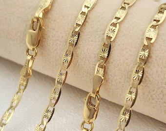 Cadenas Valentino amarillas lisas de oro macizo de 14 k - Unisex - Para ella/para él - Brillantes y resplandecientes