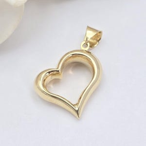 14k Gold Puffy Heart Pendant - Chunky Heart Charm - For Her