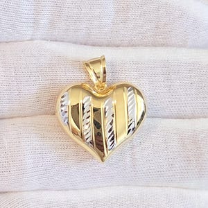 14K Gold Puffy Heart Pendant – Fine Jewelry For Her - 2 Tones