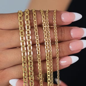 14k Gold Thick Mariner Anchor Link Chains - Premium Gold Necklace - 2.5mm, 3.2mm, 4.8mm - Elegant & Versatile