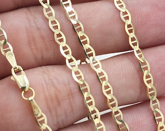 Solid 14k Gold Mariner Chain - 16, 18, 20, 22, 24 Inches - 3.1mm - Shiny And Elegant - Unisex -Perfect Gift