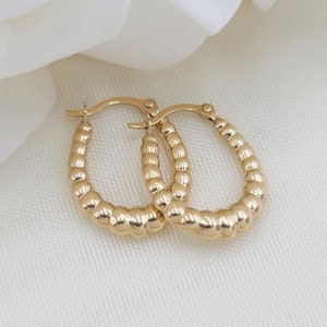 14k Mini Croissant Hoop Earrings - Modern Jewelry - 100% Gold