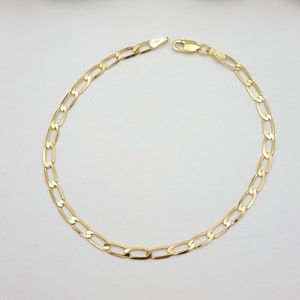 Solid 14k Gold Oval Link Bracelet - 3MM Thick - Versatile & Elegant - Beautiful Gold Bracelet