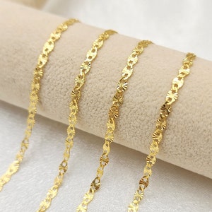 Solid 14k Gold Fully Diamond Cut Mirror Chain - For Girls and Women - Dainty Chain - Real 14k Gold Shiny Necklaces  - 14" to 24" Inches