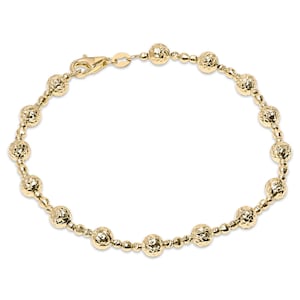 Real 14k Gold Diamond Cut Bead Bracelet - 7 1/4 Inches - 5mm - Shiny and Unique