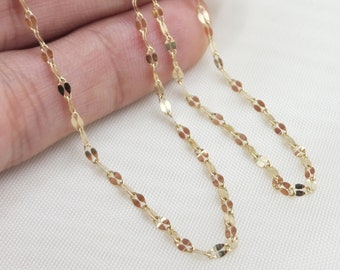 Solid 14k Gold Mirror Necklaces - Dainty and sparkling - Special design - Perfect Gift - 16, 18, 20, 22, 24 inches