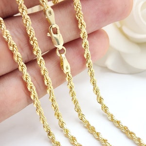 Solid 14k Gold Classic Heavy Rope Chains - Strong Link - 1.5MM, 2MM, 2.5MM, 3MM - 16&quot; to 24&quot; - For Her/For Him - Fine Jewelry