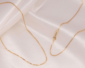 Massive 14k Box Kette - 0,8 mm - Jeden Tag Kette für sie - glänzend & langlebig