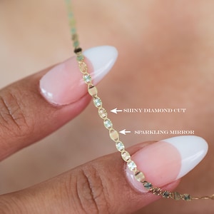 Solid 14k Gold Valentino Mirror 16" 18" 20" 22" 24" Necklace - Perfect for everyday - Shiny and elegant - 2.1mm - 3mm